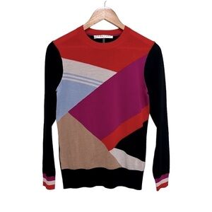 TRINA TURK Merino Wool Color Block Light Weight Sweater. Size XS
